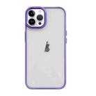 For iPhone 12 Pro Max Clear Acrylic Soft TPU Phone Case with Metal Button(Purple) - 1