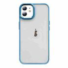 For iPhone 11 Clear Acrylic Soft TPU Phone Case with Metal Button(Sierra Blue) - 1