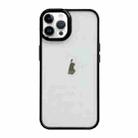 For iPhone 11 Pro Max Clear Acrylic Soft TPU Phone Case with Metal Button(Black) - 1