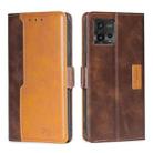For Motorola Moto G72 4G Contrast Color Side Buckle Leather Phone Case(Dark Brown + Gold) - 1