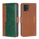 For Motorola Moto G72 4G Contrast Color Side Buckle Leather Phone Case(Light Brown + Green) - 1