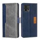 For Motorola Moto G72 4G Contrast Color Side Buckle Leather Phone Case(Blue + Grey) - 1