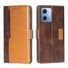 For Xiaomi Redmi Note 12 China Contrast Color Side Buckle Leather Phone Case(Dark Brown + Gold) - 1