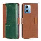 For Xiaomi Redmi Note 12 China Contrast Color Side Buckle Leather Phone Case(Light Brown + Green) - 1