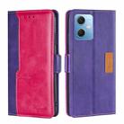 For Xiaomi Redmi Note 12 China Contrast Color Side Buckle Leather Phone Case(Purple + Rose Red) - 1