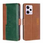 For Xiaomi Redmi Note 12 Pro 5G China Contrast Color Side Buckle Leather Phone Case(Light Brown + Green) - 1