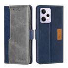 For Xiaomi Redmi Note 12 Pro 5G China Contrast Color Side Buckle Leather Phone Case(Blue + Grey) - 1