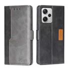 For Xiaomi Redmi Note 12 Pro+ China Contrast Color Side Buckle Leather Phone Case(Black + Grey) - 1