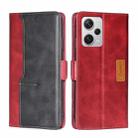 For Xiaomi Redmi Note 12 Pro+ China Contrast Color Side Buckle Leather Phone Case(Red + Black) - 1