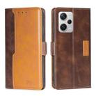 For Xiaomi Redmi Note 12 Pro+ China Contrast Color Side Buckle Leather Phone Case(Dark Brown + Gold) - 1