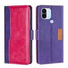 For Xiaomi Redmi A1+ 4G Contrast Color Side Buckle Leather Phone Case(Purple + Rose Red) - 1