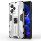 For Xiaomi Redmi Note 12 Pro+ China Supersonic PC + TPU Shock-proof Protective Case with Holder(Silver) - 1