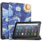 For  Amazon Fire HD 8 / HD 8 Plus 2022 Custer Painted 3-Fold Stand Leather Smart Tablet Case(Starry Sky) - 1