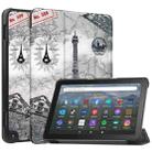 For  Amazon Fire HD 8 / HD 8 Plus 2022 Custer Painted 3-Fold Stand Leather Smart Tablet Case(Retro Eiffel Tower) - 1