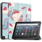 For  Amazon Fire HD 8 / HD 8 Plus 2022 Custer Painted 3-Fold Stand Leather Smart Tablet Case(Unicorn) - 1