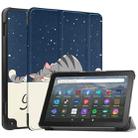 For  Amazon Fire HD 8 / HD 8 Plus 2022 Custer Painted 3-Fold Stand Leather Smart Tablet Case(Lazy Cat) - 1