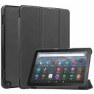 For  Amazon Fire HD 8 / HD 8 Plus 2022 Custer Solid Color 3-Fold Stand Leather Smart Tablet Case(Black) - 1