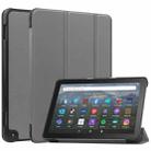 For  Amazon Fire HD 8 / HD 8 Plus 2022 Custer Solid Color 3-Fold Stand Leather Smart Tablet Case(Grey) - 1