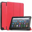 For  Amazon Fire HD 8 / HD 8 Plus 2022 Custer Solid Color 3-Fold Stand Leather Smart Tablet Case(Red) - 1