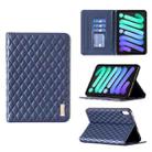 For iPad mini 6 Elegant Rhombic Texture Horizontal Flip Leather Tablet Case(Blue) - 1