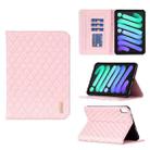 For iPad mini 6 Elegant Rhombic Texture Horizontal Flip Leather Tablet Case(Pink) - 1