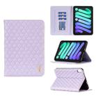 For iPad mini 6 Elegant Rhombic Texture Horizontal Flip Leather Tablet Case(Purple) - 1