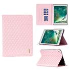 For iPad 8 / 7 / 6 / 5 9.7 inch Elegant Rhombic Texture Horizontal Flip Leather Tablet Case(Pink) - 1