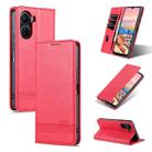 For vivo Y02s 4G/Y16 4G AZNS Magnetic Calf Texture Leather Phone Case(Red) - 1