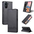 For vivo Y02s 4G/Y16 4G AZNS Magnetic Calf Texture Leather Phone Case(Black) - 1