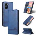 For vivo Y02s 4G/Y16 4G AZNS Magnetic Calf Texture Leather Phone Case(Dark Blue) - 1