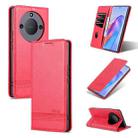 For Honor X40 AZNS Magnetic Calf Texture Leather Phone Case(Red) - 1