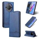 For Honor X40 AZNS Magnetic Calf Texture Leather Phone Case(Dark Blue) - 1