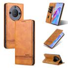 For Honor X40 AZNS Magnetic Calf Texture Leather Phone Case(Light Brown) - 1