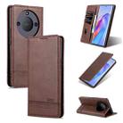 For Honor X40 AZNS Magnetic Calf Texture Leather Phone Case(Dark Brown) - 1