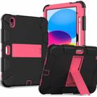 For iPad 10th Gen 10.9 2022 Two-Color Robot Shockproof Silicone + PC Protective Tablet Case(Black + Rose Red) - 1