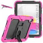 For iPad 10th Gen 10.9 2022 Shockproof Silicone + PC Protective Tablet Case(Black + Rose Red) - 1