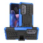 For Motorola Edge 2022 Tire Texture TPU + PC Phone Case with Holder(Blue) - 1