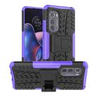 For Motorola Edge 2022 Tire Texture TPU + PC Phone Case with Holder(Purple) - 1