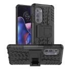 For Motorola Edge 2022 Tire Texture TPU + PC Phone Case with Holder(Black) - 1