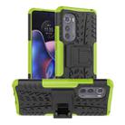 For Motorola Edge 2022 Tire Texture TPU + PC Phone Case with Holder(Green) - 1