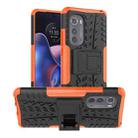 For Motorola Edge 2022 Tire Texture TPU + PC Phone Case with Holder(Orange) - 1