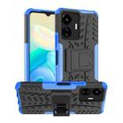 For vivo Y77 Tire Texture TPU + PC Phone Case with Holder(Blue) - 1