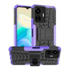 For vivo Y77 Tire Texture TPU + PC Phone Case with Holder(Purple) - 1