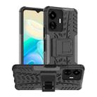 For vivo Y77 Tire Texture TPU + PC Phone Case with Holder(Black) - 1