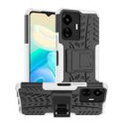 For vivo Y77 Tire Texture TPU + PC Phone Case with Holder(White) - 1