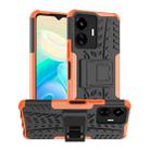 For vivo Y77 Tire Texture TPU + PC Phone Case with Holder(Orange) - 1