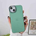 For iPhone 14 Frosted Metal Lens Frame PC Phone Case(Green) - 1