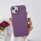 For iPhone 14 Frosted Metal Lens Frame PC Phone Case(Purple) - 1
