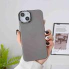 For iPhone 13 Frosted Metal Lens Frame PC Phone Case(Grey) - 1