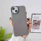 For iPhone 13 Pro Frosted Metal Lens Frame PC Phone Case(Grey) - 1